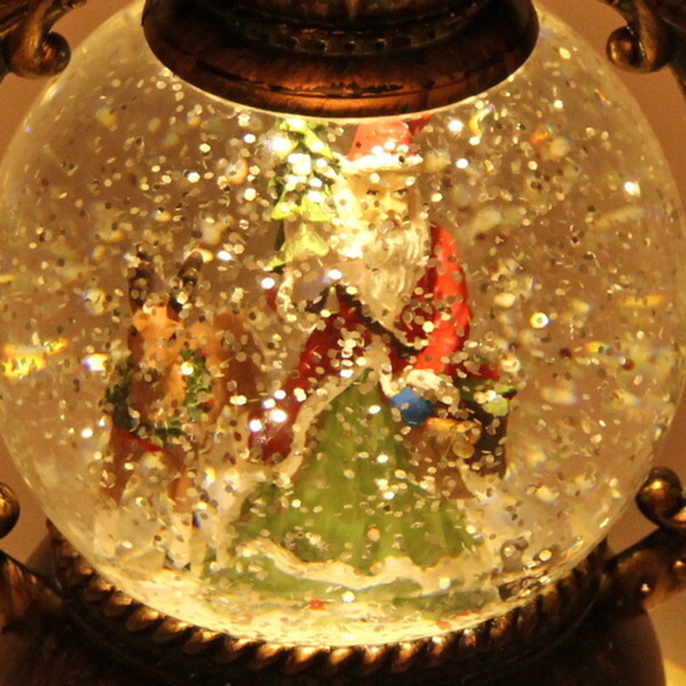 Сувенир с подсветкой Christmas «Лампа Дед Мороз с оленем» 20 см (без музыки)