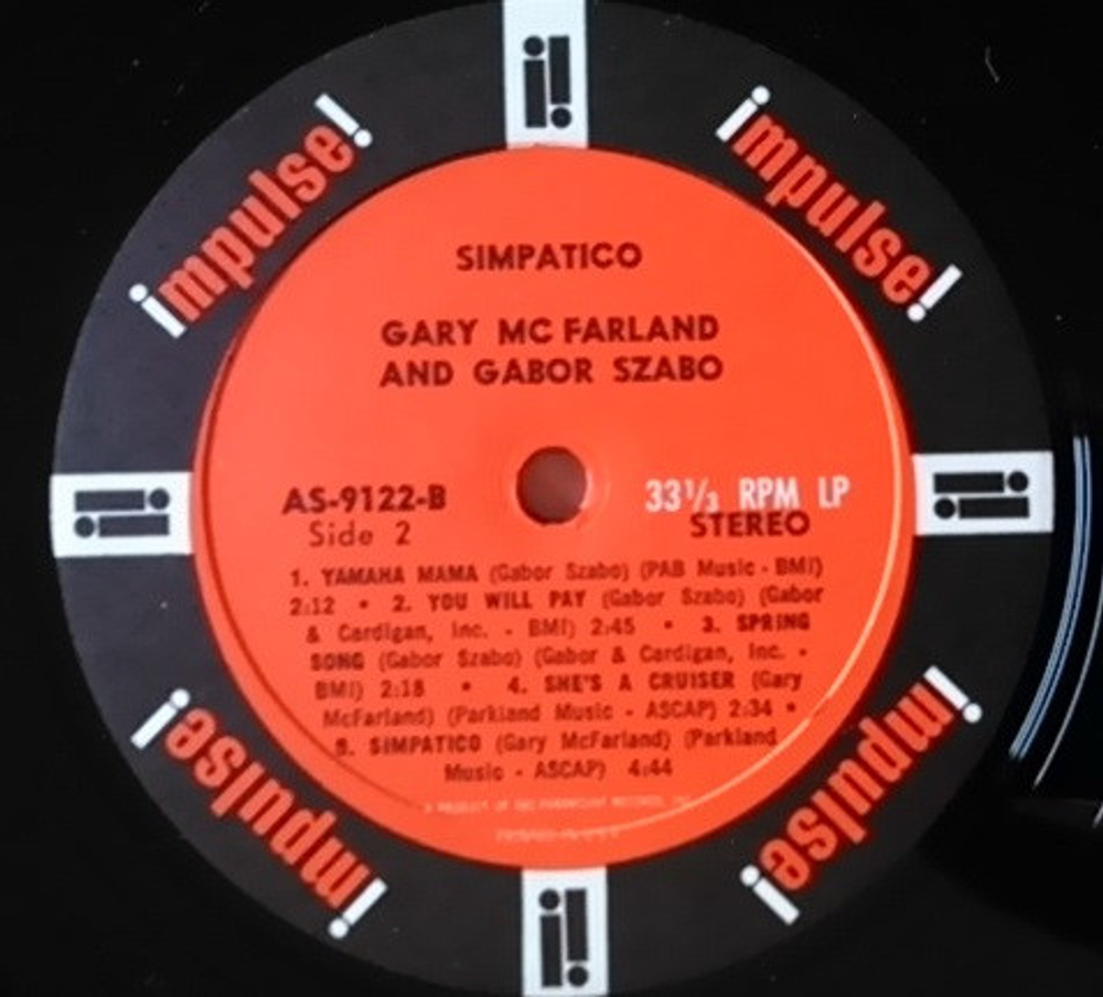 Gary McFarland, Gabor Szabo - Simpatico - US OG Impulse Stereo