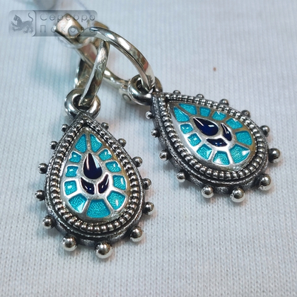 Серьги перегородчатая горячая эмаль "Крин"