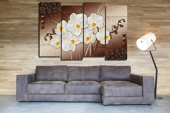 Модульная картина "Белые орхидеи"