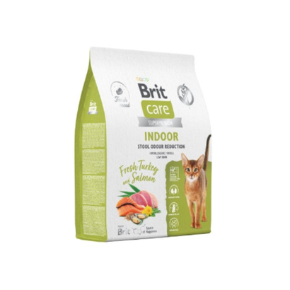 Сухой корм для взрослых домашних кошек с лососем и индейкой Cat Indoor Stool Odour Reduction BRIT CARE 7кг
