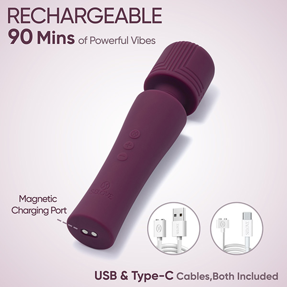 Фиолетовый мини вибратор-вонд 20,3см Selove Pulse Mini Wand Powerful with Deep Rumbly Vibrations Purple