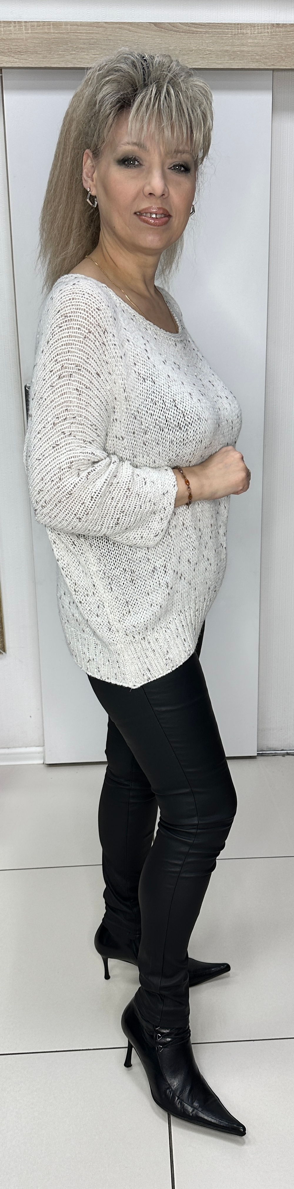 Белый итальянский меланжевый джемпер