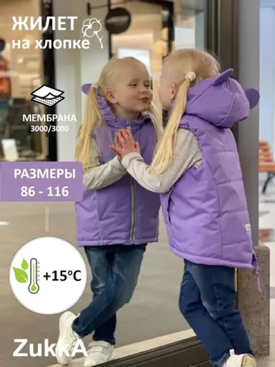 Жилетка утепленная с ушками и капюшоном осенняя