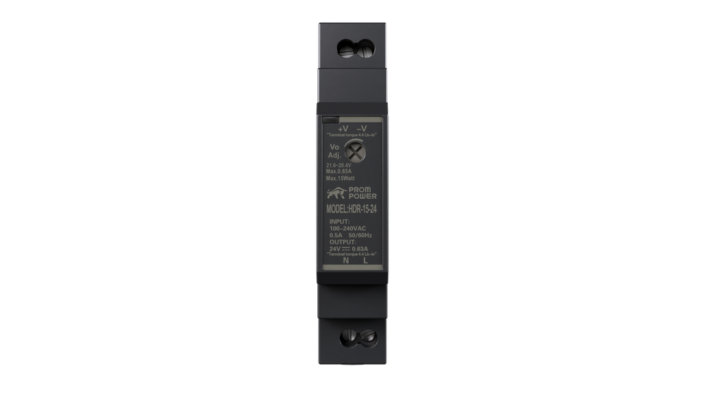 Источник питания PROMPOWER HDR-15-24, на вых. 24 В DC, 0.63А, 15.2Вт. Вх. 85-264В AC (120-370 В DC)