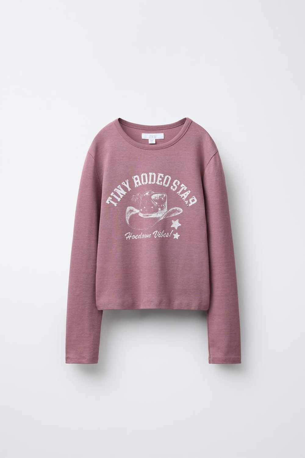 ZARA ФУТБОЛКА С НАДПИСЬЮ COWGIRL, ТЕМНО-РОЗОВЫЙ