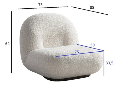 Кресло 75x88x64см Garda Decor Albano искусственный мех белый