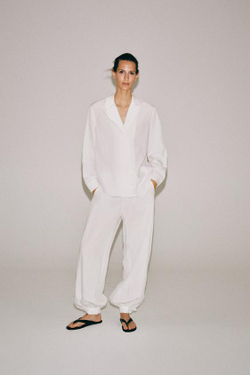 ZARA РУБАШКА С ПУГОВИЦАМИ — ZW COLLECTION, БЕЛЫЙ