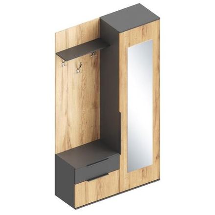 Прихожая правая МС "Стил", (Дуб/Темно серый), ЛДСП, Велес