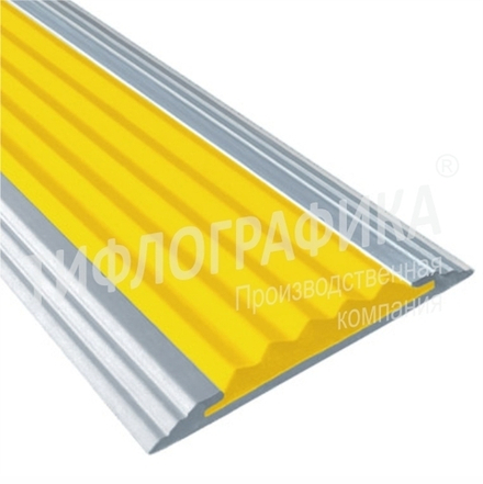 Накладка на ступень противоскользящая в алюминиевом профиле шириной 46 мм, резиновая вставка шириной 29 мм