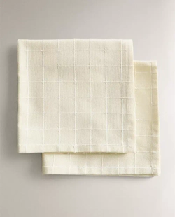 ZARA HOME НАБОР ХЛОПКОВЫХ САЛФЕТОК С КОНТРАСТНЫМ УЗОРОМ (УПАКОВКА ИЗ 2 ШТ.), ЖЕЛТО-КОРИЧНЕВЫЙ