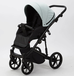 Детская коляска Adamex Mobi 2 в 1 M-PS25 Серо-зеленый, Кожа