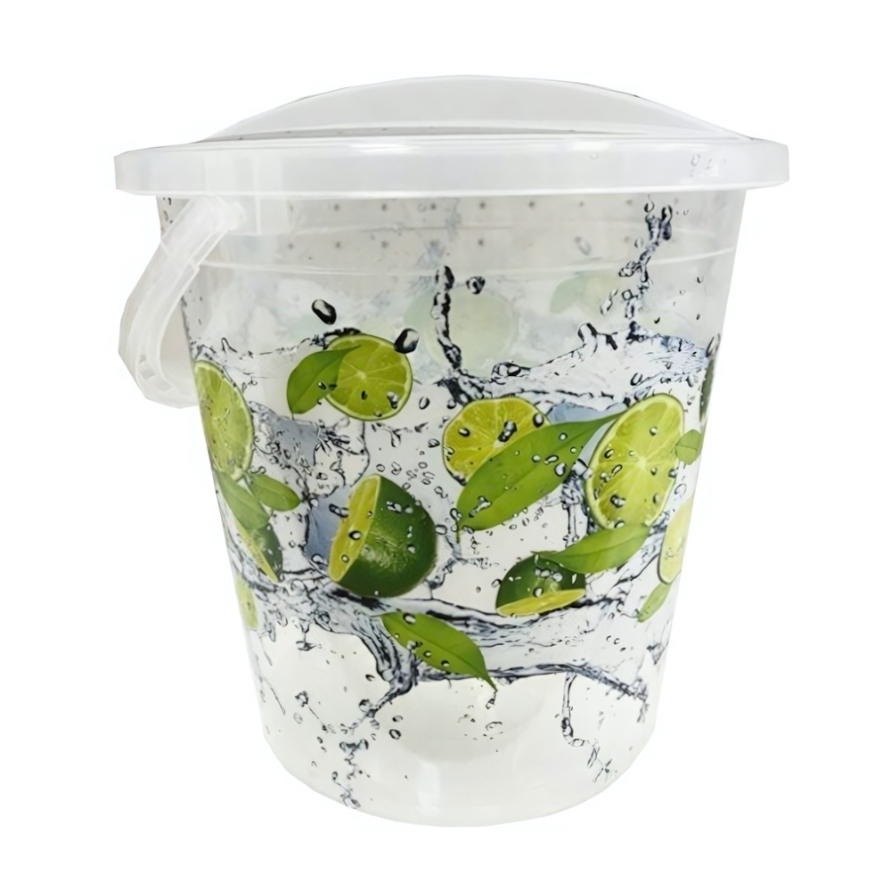 Ведро пластиковое с крышкой 14 л Декор "ЛИМОН"