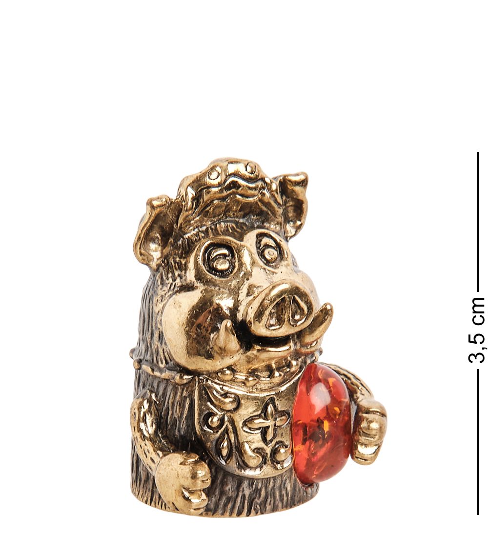 AM-1022 Фигурка «Колокольчик-Хавронья Буфетчица» (латунь, янтарь)