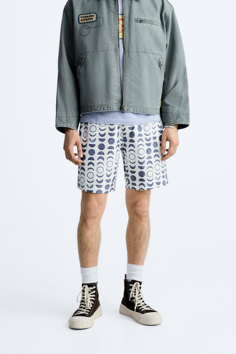 ZARA ПЛАВКИ С ГЕОМЕТРИЧЕСКИМ ПРИНТОМ, ЭКРЮ