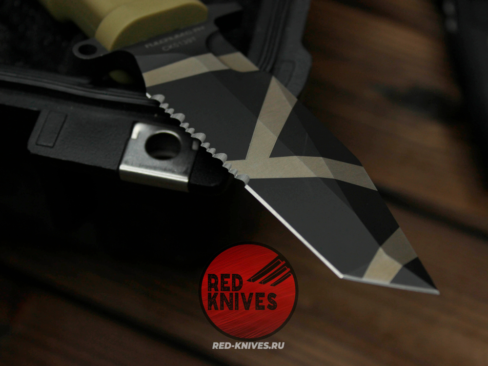 Нож Extrema Ratio Fulcrum C P/S А+++ V.2026 - пустынная рукоять, черный камо клинок