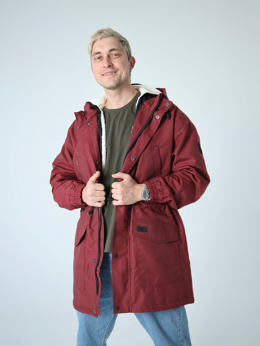 Парка с жилетом Город Горький хибины бордо красная
