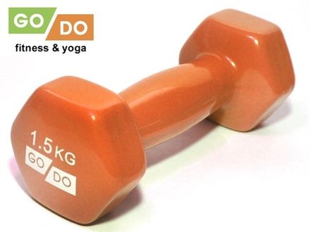 Гантель GO DO в виниловой оболочке.  Вес 1,5  кг.  (Оранжевый)