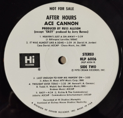 Винтажная виниловая пластинка LP Ace Cannon After Hours (USA 1978)