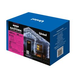 ULD-B20007-480-DTA-RC WHITE IP44 Бахрома светодиодная. 20м. С пультом. 480 светодиодов. Белый свет. Провод прозрачный. ТМ Uniel