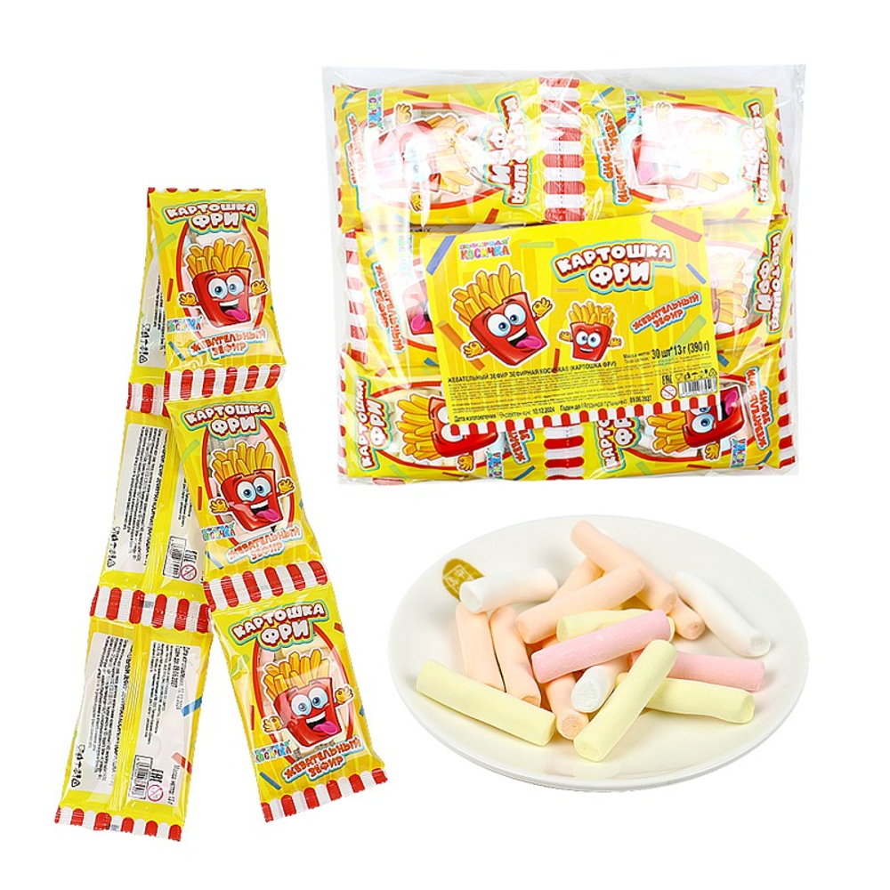 Жевательный зефир "Зефирная косичка" Картошка Фри 12*30шт*13г
