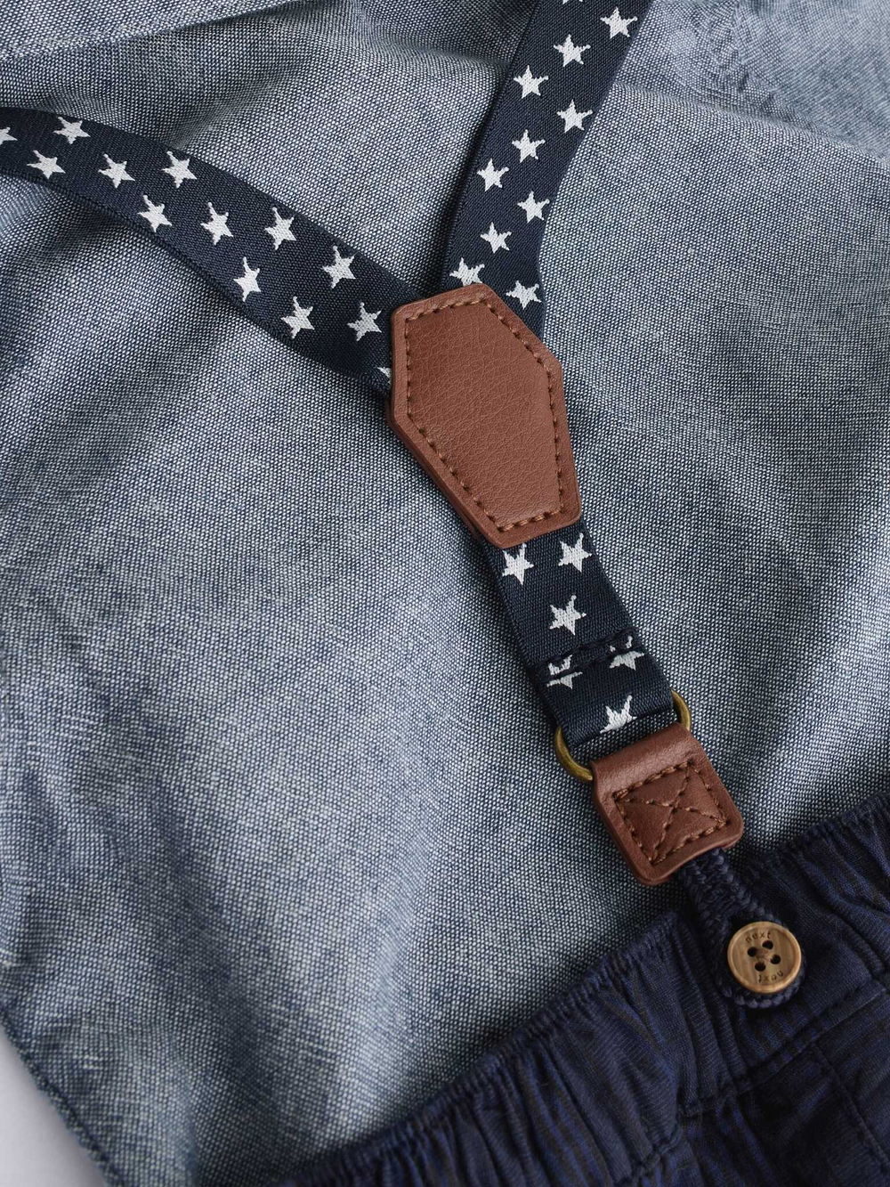 Боди с длинным рукавом и брюки на подтяжках в комплекте для малышей Next Q96-750, Темно-синий