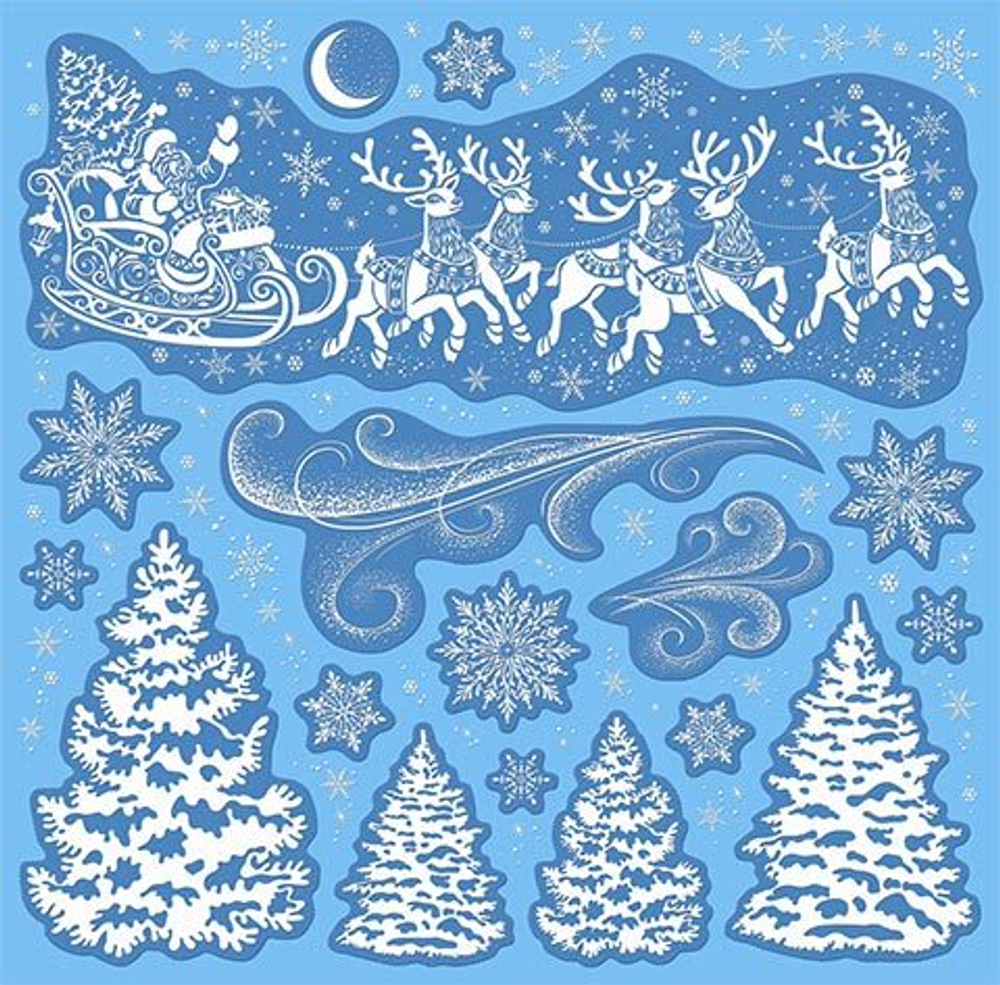 Витражная наклейка 33*33см "Новогодняя" пластизоль