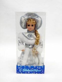 Снегурочка в белой с серебром шубе и кокошнике 30см Triumph Nord