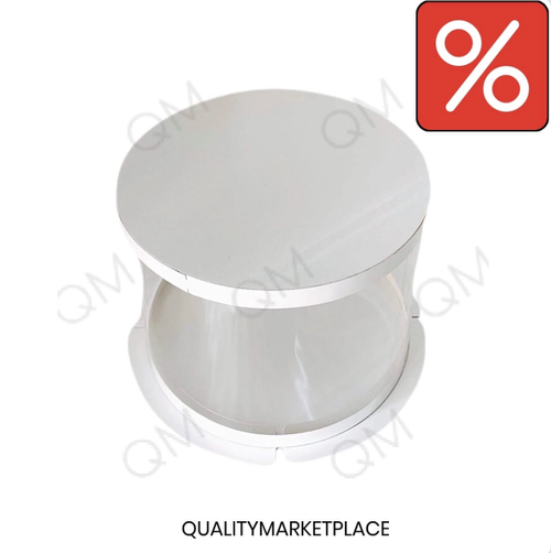 Прозрачная круглая коробка-тубус D-35 см h-21.5 см белая, 1 шт