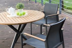 Timra T-N, комплект обеденной мебели антрацит/натуральный, алюминий/тик