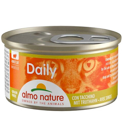 Almo Nature консервы для кошек "Daily" с индейкой (мусс) 85 г банка