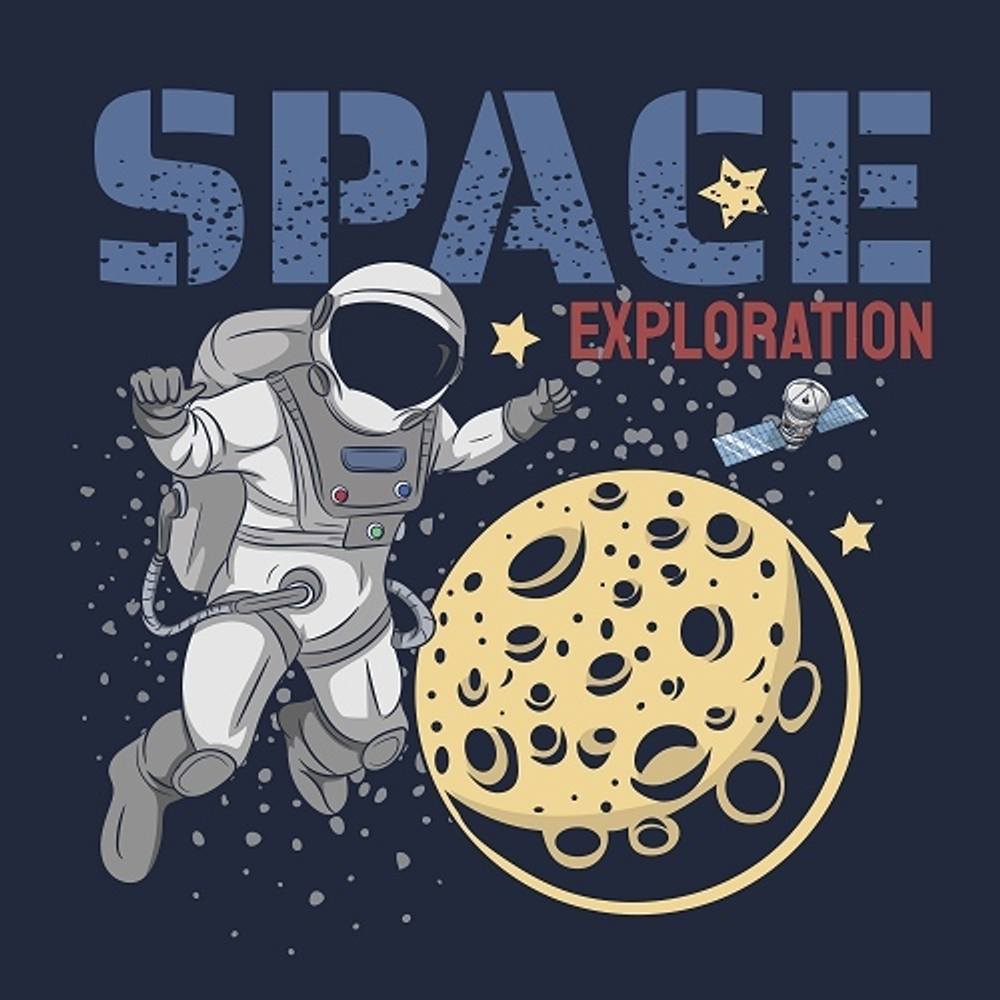 Принт Space exploration темно-синий