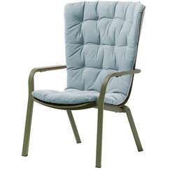 Уличное кресло Folio зеленое с голубой подушкой