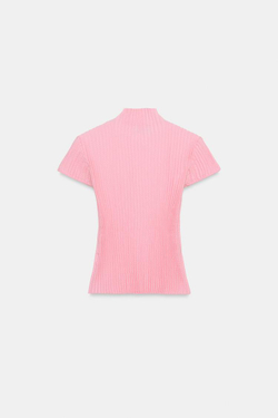 ZARA ТОП ИЗ ТРИКОТАЖА С РЕЛЬЕФНЫМ УЗОРОМ, РОЗОВЫЙ