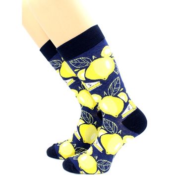 Носки с принтом "Лимоны" темно-синие Hobby Line