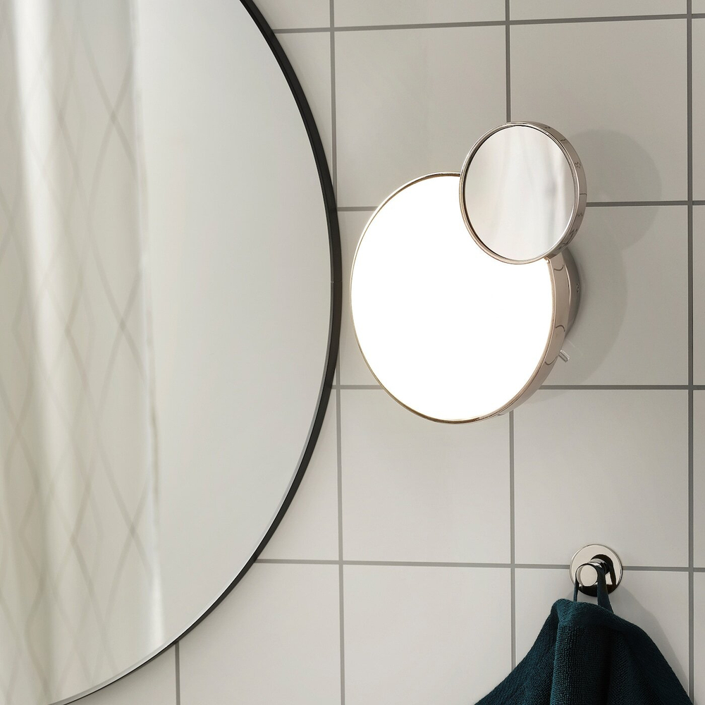 Настенный светильник с зеркалом IKEA KABOMBA (КАБОМБА), Хромированный, 20 см