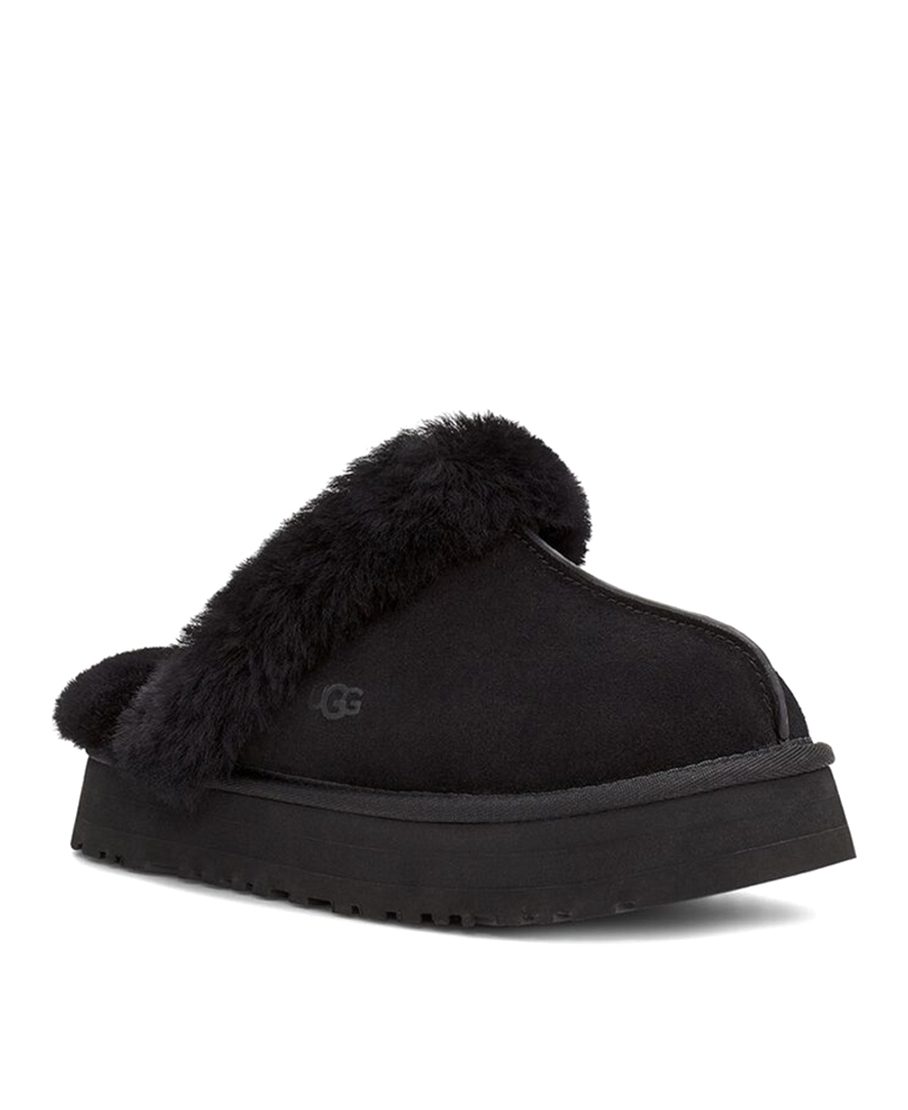 Тапочки на платформе UGG DISQUETTE чёрного цвета.