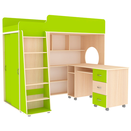 Кровать-чердак КарИВи Легенда 5.2  Дуб Молочный Лайм