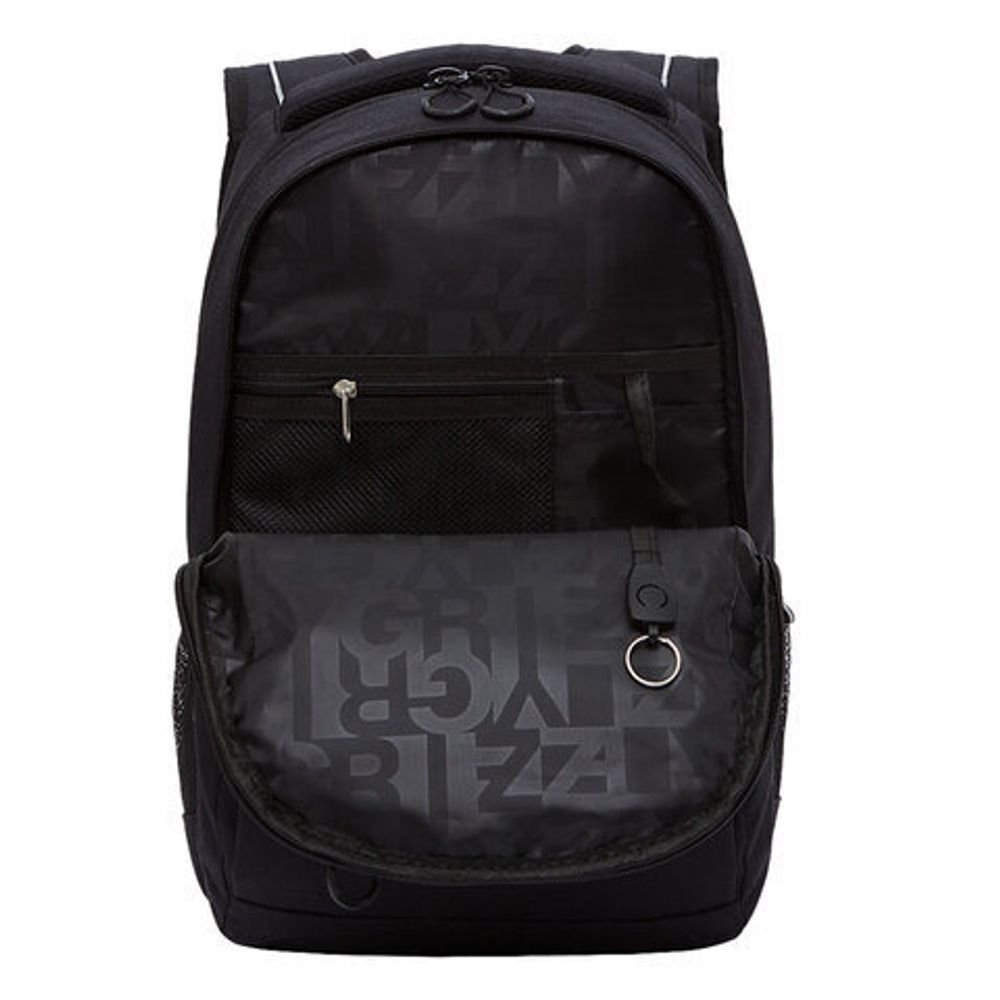 Рюкзак GRIZZLY школьный, анатомическая спинка, 3 отделения, для мальчиков, "BLACK", 44х28х23 см, RU-131-21/5