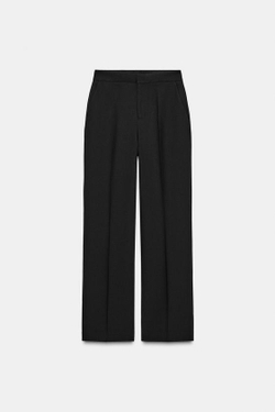 ZARA БРЮКИ ПРЯМОГО КРОЯ С ВЫСОКОЙ ПОСАДКОЙ, ЧЕРНЫЙ
