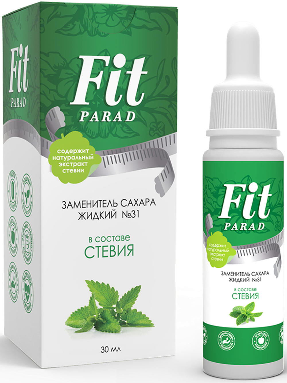 Заменитель сахара жидкий №31 со стевией 30 мл (Fit Parad)