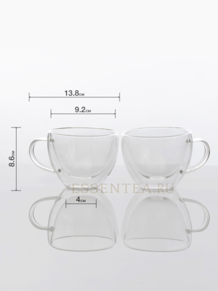 Чашка из боросиликатного стекла с двойными стенками и с ручкой 280 мл