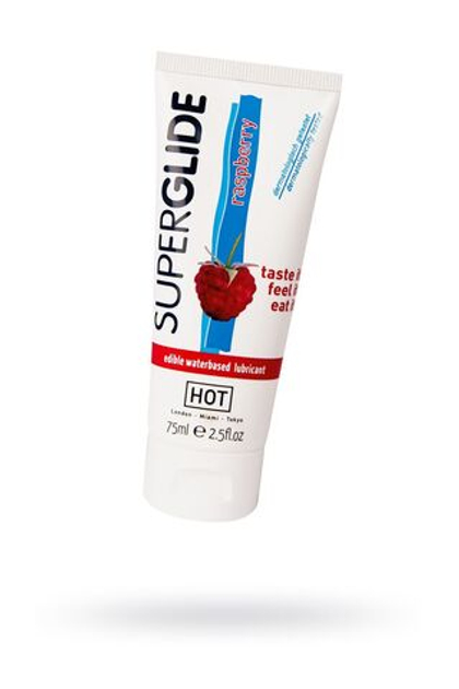 HOT Superglide - Смазка съедобная на водной основе со вкусом малины, 75мл