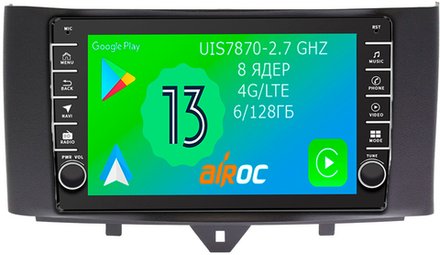 Магнитола для Smart ForTwo/ForFour 2012-2015 - Airoc AB-2508 (кнопки и крутилки), Android 13, TS20, 6/128Гб, SIM-слот, CarPlay