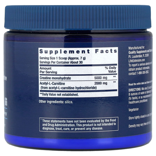 Life Extension, Креатин и ацетил-L-карнитин, Energy Plus, 233 г (0,51 фунта)