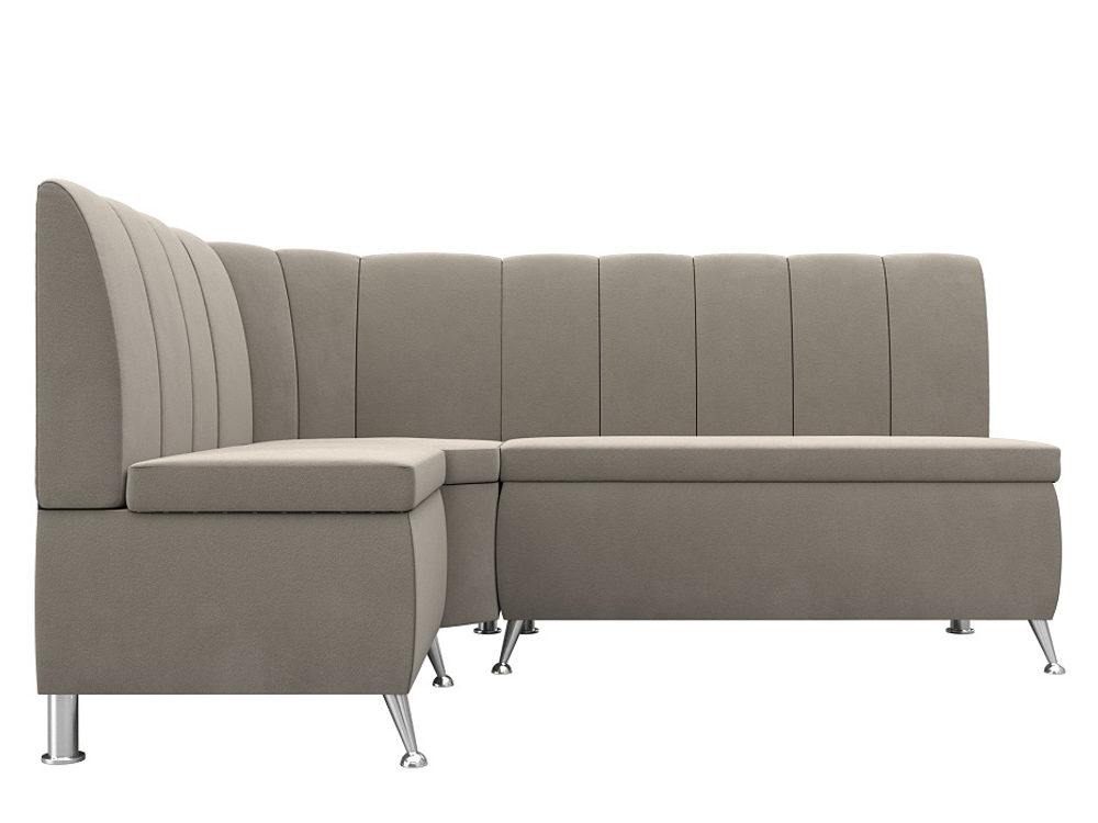 Диван кухонный угловой Кантри левый угол, Бежевый, Микровельвет, 29446L