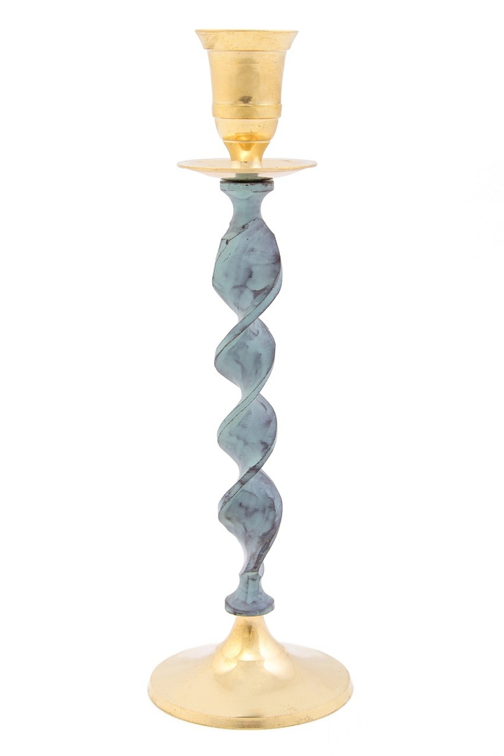 Подсвечник Спираль (антик), латунь, 23х7х7 см