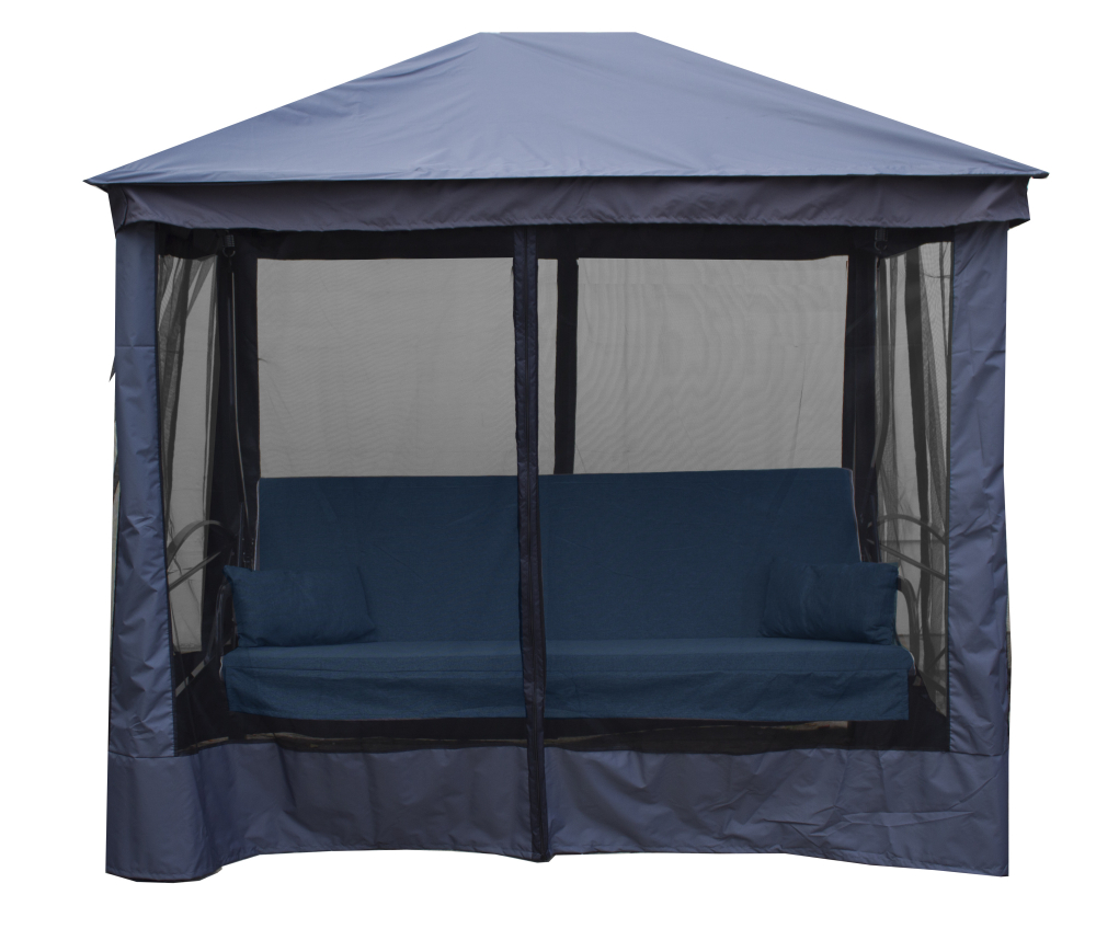 Качели-шатер 4-х местные Мебель Сад Монреаль Премиум Делюкс (каркас графит, м/э синий рис.нет)2уп