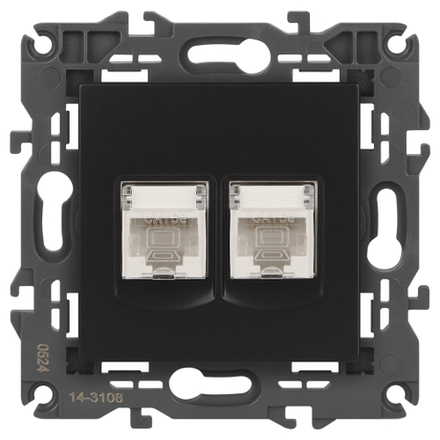 Розетка ЭРА Elegance 14-3108-05 информационная двойная 2хRJ45 IP20 антрацит