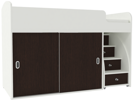 Кровать-чердак КарИВи Малыш Купе Белый  Венге